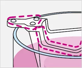 Lowered top edge and embossed spots on arms for easier access and better gas exchange.